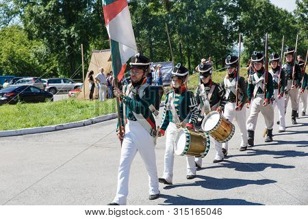 Novokuznetsk. Russia. 07.07.2019, The People In Uniform Sample Of 1812. Swords And Drums Of 1812. Ed