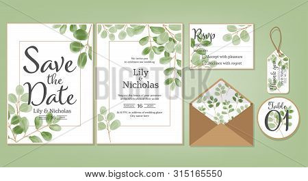 Wedding Floral Template Collection Of Wedding Invite, Rsvp, Thank You Label Save The Date Card Desig
