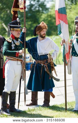 Novokuznetsk. Russia. 07.07.2019, The People In Uniform Sample Of 1812. Swords And Drums Of 1812. Ed