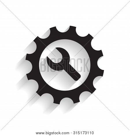Setting Icon With Long Shadow Vector Illustration