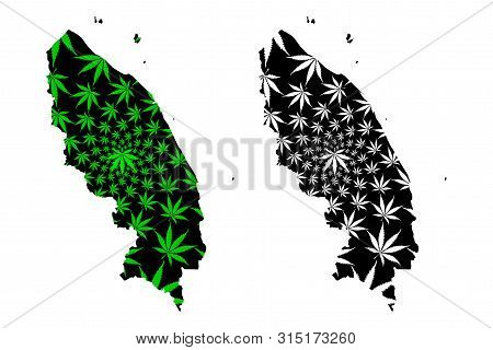 Terengganu (states And Federal Territories Of Malaysia) Map Is Designed Cannabis Leaf Green And Blac