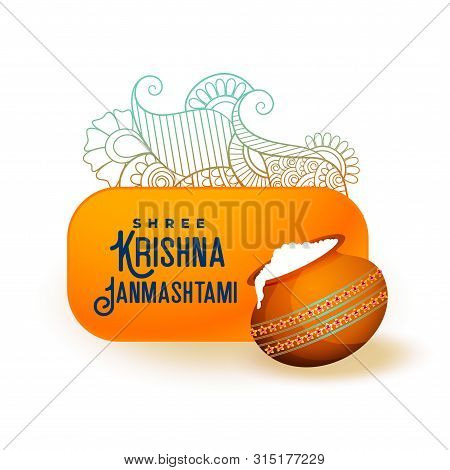Greeting Design Of Krishna Janmashtami Festival Vector Illustration