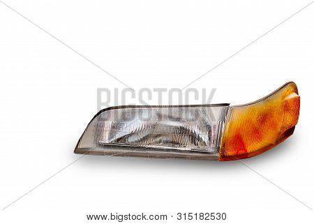 Car Tail Lights Separate From White Background.