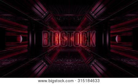 Dark Space Scifi Tunnel Background With Abstract Texture Background 3d Illustration