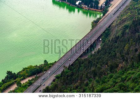 Road Above Dian Lake In Kunming City In China