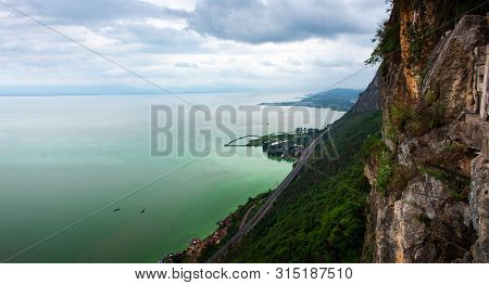 Road Above Dian Lake From The Xishan Mountain In Kunming, China