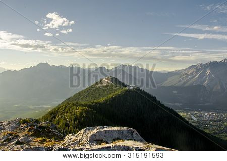 Beautiful View Of The Mountains Around Banff Gondola In The Rocky Mountains, Banff National Park, Al