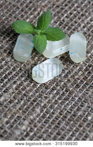 Peppermint Candies For Breath Freshening. With Refreshing Microgranules. Cooling Menthol For Sore Th