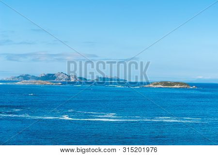 View Of Estelas Islands From Baiona In Province Of Pontevedra - Galicia, Spain