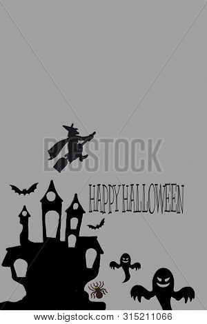 Halloween Card With Full Moon And Bats