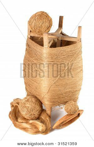 Bobbin With Flux Fibre And Tools