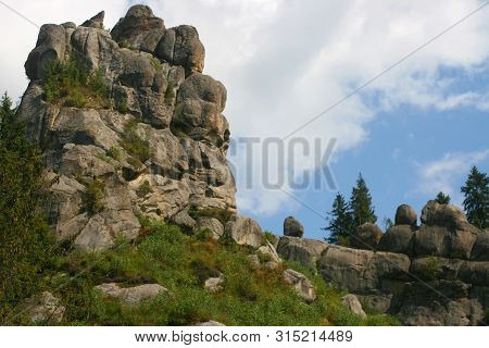 Stone Mountain In The Middle Of The Forest.