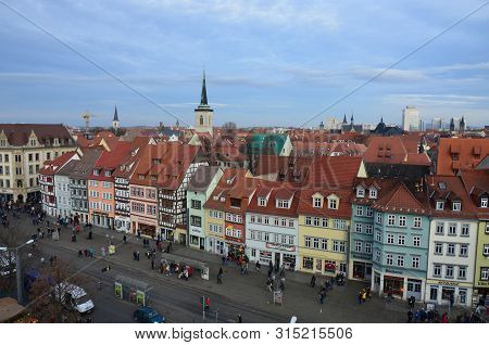 Erfurt, Germany - 12.10.2016: Panoramic Aerial View Of Erfurt