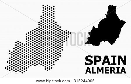 Dotted Map Of Almeria Province Composition And Solid Illustration. Vector Map Of Almeria Province Co