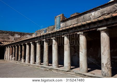 Palaestra At Stabian Baths In The Ancient City Of Pompeii
