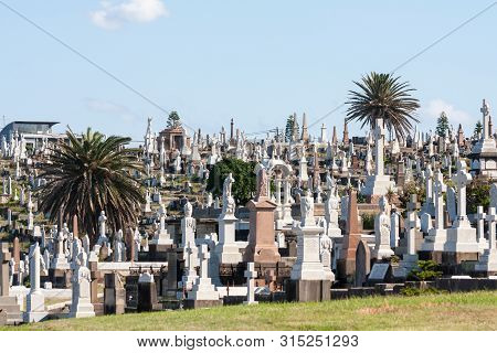 Sydney, Australia - April 2nd 2014: Graves In Waverley Cemetery, Bronte. It Is Noted For Its Victori