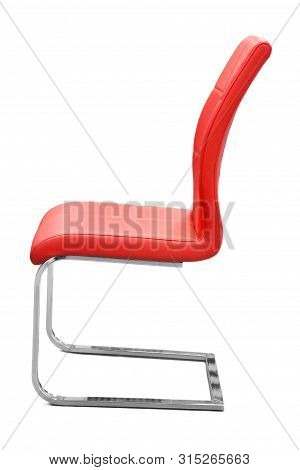 Modern Red Chair Isolated On White Background.