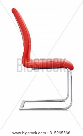 Modern Red Chair Isolated On White Background.