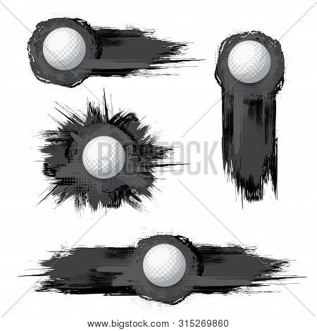 White Golf Balls With Different Black Grunge Frames