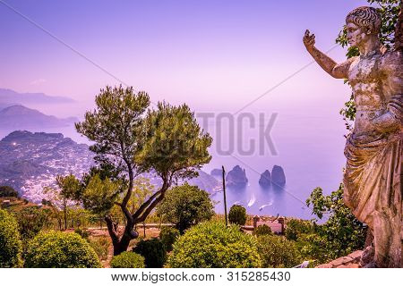 View Of Capri Island From Monte Solaro, In Anacapri