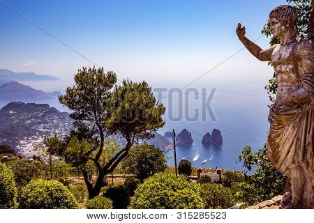 View Of Capri Island From Monte Solaro, In Anacapri
