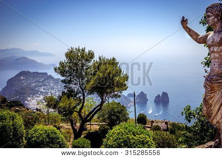 View Of Capri Island From Monte Solaro, In Anacapri