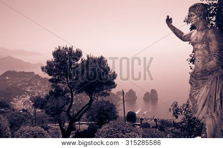 View Of Capri Island From Monte Solaro, In Anacapri