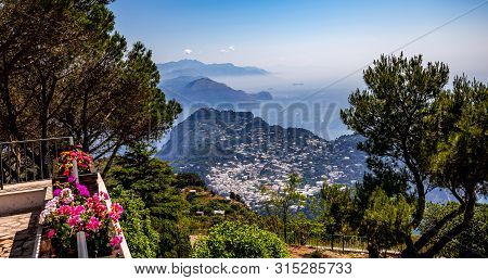 View Of Capri Island From Monte Solaro, In Anacapri