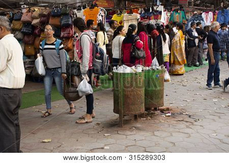 Indian People And Foreigner Travelers Walking Travel Visit And Shopping Product At Janpath And Tibet