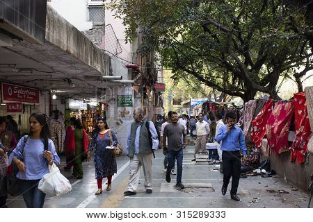 Indian People And Foreigner Travelers Walking Travel Visit And Shopping Product At Janpath And Tibet