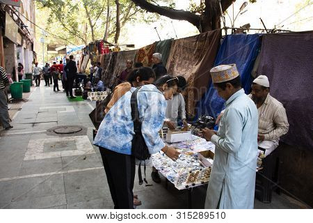 Indian People And Foreigner Travelers Walking Travel Visit And Shopping Product At Janpath And Tibet