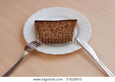 A toast bread crumbs on a plate