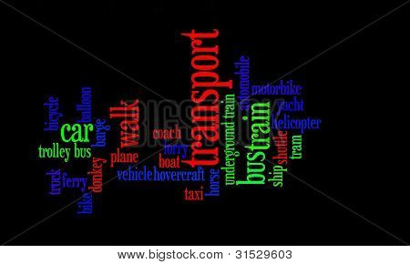 transport word mash bright black