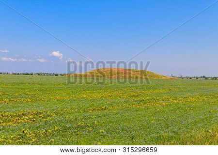 Scythian Burial Mound In A Field In The South Of Ukraine