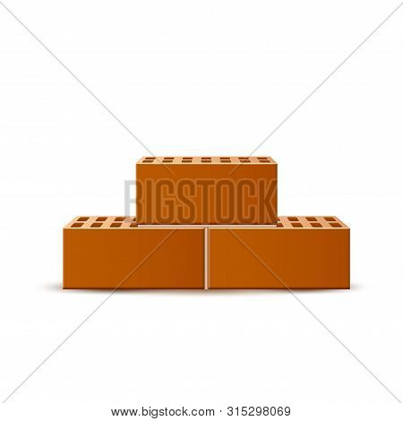 Vector Realistic Bricks In Heap, 3d Blocks Bunch