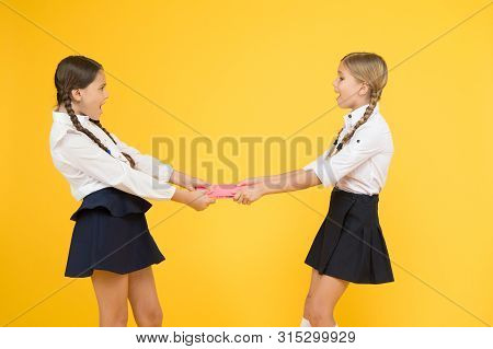 Protect Property. Greedy Friends. Greedy Competitors. Jealous Friend. Greedy Kids Concept. Sisters R
