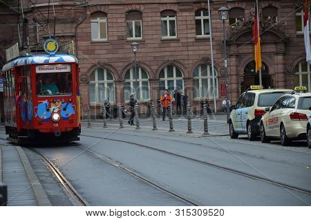 Frankfurt Am Main, Germany - 09.30.2016: Ebbelwei-express Tram Streetcar Sightseeing City Tour In Fr