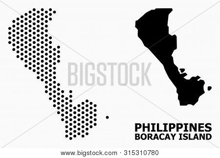 Pixelated Map Of Boracay Island Composition And Solid Illustration. Vector Map Of Boracay Island Com