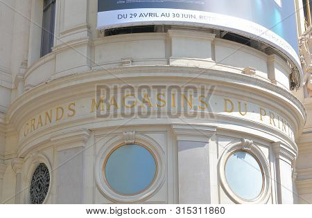 Paris France - May 24, 2019: Grands Magasins Du Printf Department Store Paris France