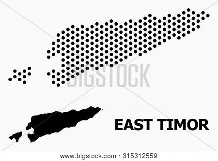Pixelated Map Of East Timor Mosaic And Solid Illustration. Vector Map Of East Timor Combination Of R