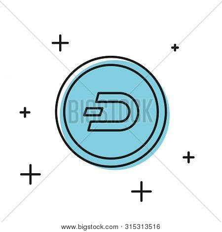 Black Cryptocurrency Coin Dash Icon Isolated On White Background. Digital Currency. Altcoin Symbol. 