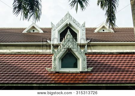 Thai Art Style Of Window In Public Temple Or Resident