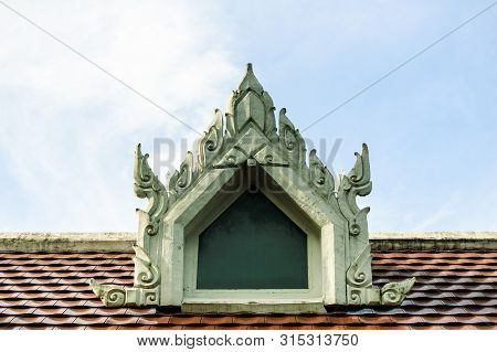Thai Art Style Of Window In Public Temple Or Resident