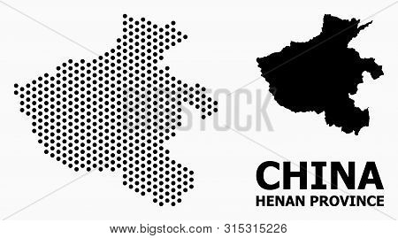 Dotted Map Of Henan Province Composition And Solid Illustration. Vector Map Of Henan Province Compos