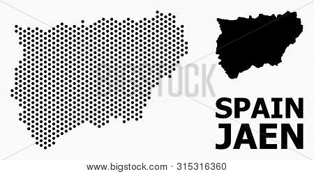 Dotted Map Of Jaen Spanish Province Composition And Solid Illustration. Vector Map Of Jaen Spanish P