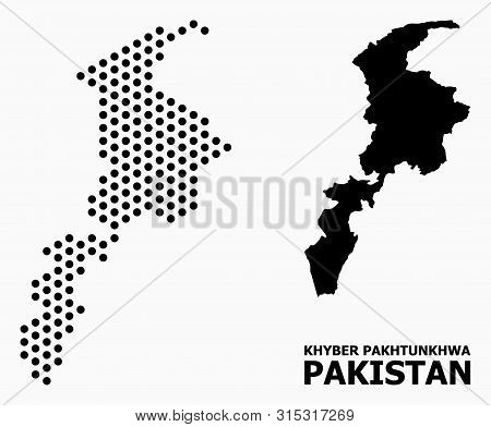 Dotted Map Of Khyber Pakhtunkhwa Province Composition And Solid Illustration. Vector Map Of Khyber P