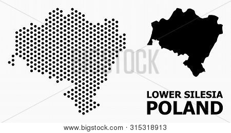 Pixel Map Of Lower Silesia Province Composition And Solid Illustration. Vector Map Of Lower Silesia 