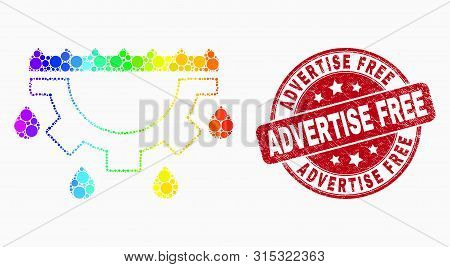 Dot Spectrum Water Gear Drops Mosaic Icon And Advertise Free Seal Stamp. Red Vector Round Textured S