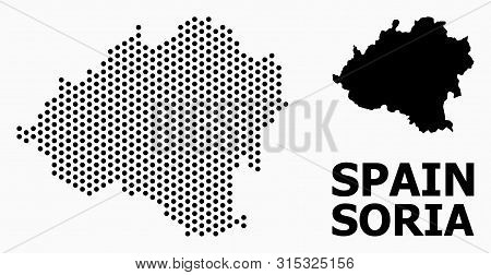 Pixelated Map Of Soria Province Composition And Solid Illustration. Vector Map Of Soria Province Com
