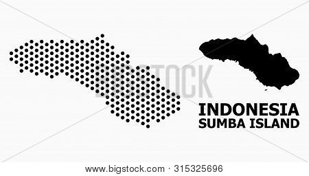 Pixelated Map Of Sumba Island Composition And Solid Illustration. Vector Map Of Sumba Island Composi